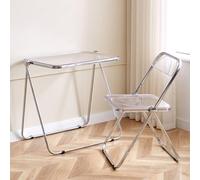 GNYVZXPLQ Tavolino Divano, Tavolo pieghevole in acrilico multicolore 23,6x19,7x27,6 pollici salvaspazio, non richiede montaggio(Transparent With Chair)