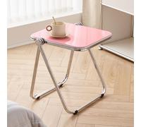GNYVZXPLQ Tavolino Divano, Tavolo pieghevole in acrilico multicolore 36x40x46cm, tavolino laterale portatile con struttura in metallo(Pink)