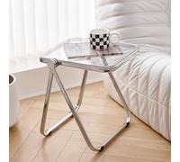 GNYVZXPLQ Tavolino Divano, Tavolo pieghevole in acrilico multicolore 36x40x46cm, tavolino laterale portatile con struttura in metallo(Transparent White)