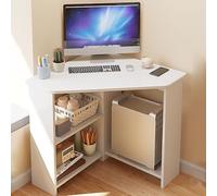 GNYVZXPLQ tavolo computer, Piccola scrivania angolare con contenitore, scrivania for computer triangolare, bianca e naturale, diverse dimensioni(White,67 cm/26.4 in)