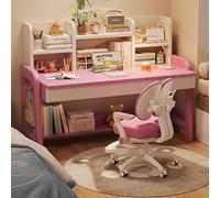 GNYVZXPLQ tavolo computer, Scrivania da studio con cassetti, libreria, piccolo spazio, ufficio domestico, multicolore, 39,4x23,6x41,7 pollici(Pink)