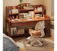 GNYVZXPLQ tavolo computer, Scrivania da studio con cassetti, libreria, piccolo spazio, ufficio domestico, multicolore, 39,4x23,6x41,7 pollici(Walnut)