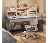 GNYVZXPLQ tavolo computer, Scrivania da studio con cassetti, libreria, piccolo spazio, ufficio domestico, multicolore, 39,4x23,6x41,7 pollici(Blue)