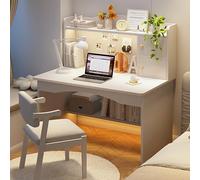 GNYVZXPLQ tavolo computer, Scrivania for computer con ripiani e cassetti, scrivania da studio moderna, naturale/bianca, diverse dimensioni(White,100 * 48 * 120 cm/39.4 * 18.9 * 47.3 in)