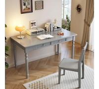 GNYVZXPLQ tavolo computer, Scrivania moderna di metà secolo in legno massello di gomma con cassetti, postazione di lavoro multicolore, diverse dimensioni(Grey,120 * 60 * 75cm/47.3 * 23.6 * 29.5 in)