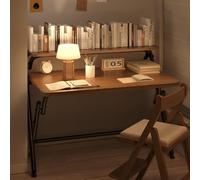 GNYVZXPLQ tavolo computer, Scrivania pieghevole for computer con ripiani, noce e bianco, 50x80x74 cm(Walnut)