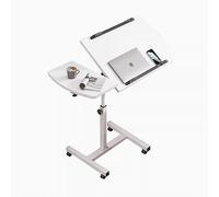 GNYVZXPLQ tavolo computer, Scrivania portatile con ruote, altezza regolabile, pieghevole a forma di C, bianca e nera, diverse misure(White,23.6 * 15.7 * 35.4in)