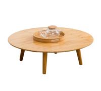 GNYVZXPLQ Tavolo pieghevole multifunzionale, Tavolino rotondo in stile giapponese, tavolo da caffè circolare in bambù for piccoli spazi, soggiorno, casa(27.56" Lx27.56 Wx11.81 H(70x70x30cm))