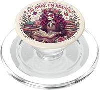 Go Away I'm Reading Book Lover Librarian Skeleton Bookish PopSockets PopGrip per MagSafe