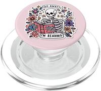 Go Away I'm Reading Funny Skeleton Book Lovers Bookish Skull PopSockets PopGrip per MagSafe