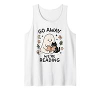 Go Away We're Reading Cute Ghost with Cat Funny Book Lover Canotta