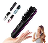 Go Brush Pro Cordless Hair Straightener Brush, New Portable Cordless Hair Straightener Brush, LED Display 3 Temperature Settings Protect Your Hair Fast Heating for Travel and Everyday Use (Black)