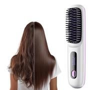 Go Brush Pro, Go Brush Pro, spazzola lisciante portatile per viaggi, con display LCD della temperatura, mini spazzole senza fili a riscaldamento rapido (bianco)