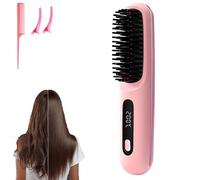 Go Brush Pro - Mini spazzola per capelli portatile senza fili per donne con indicatore di temperatura LCD, 2000 mAh, riscaldamento rapido e piastra in ceramica senza fili (PK)