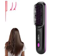 Go Brush Pro - Mini spazzola per capelli portatile senza fili per donne con indicatore di temperatura LCD, 2000 mAh, riscaldamento rapido e piastra in ceramica wireless (BK)