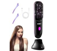 Go Brush Pro - Pettine senza fili con base agli ioni negativi, riscaldamento rapido da 6000 mAh, design portatile da viaggio, spazzola ricaricabile per lisciare e arricciare (nero, 1 pezzo)