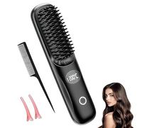 Go Brush Pro - Spazzola calda ricaricabile per capelli corti, 3 impostazioni di calore, per capelli corti, portatile, senza fili, con schermo LED, per acconciature in viaggio
