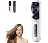 Go Brush Pro, spazzola dritta senza fili, spazzola elettrica, portatile e compatta, ricarica di tipo C, riscaldamento rapido in 20 secondi, regolazione a tre velocità(White)