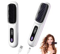 Go Brush Pro - Spazzola lisciante per capelli senza fili, 2 in 1, per lisciare e arricciare, portatile e ricaricabile, da viaggio, batteria agli ioni negativi da 4000 mAh