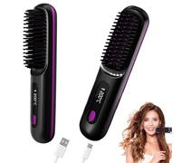 Go Brush Pro - Spazzola lisciante per capelli senza fili, 2 in 1, per lisciare e arricciare, portatile e ricaricabile, da viaggio, batteria agli ioni negativi da 4000 mAh
