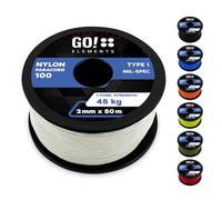 GO!elements 50m Paracord 2mm in corda di nylon antistrappo - Corda di sopravvivenza Paracord 100 Tipo I - antistrappo e caricabile fino a 45kg, Colore: Bianco