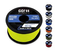 GO!elements 50m Paracord 2mm in Corda di Nylon antistrappo - Corda di Sopravvivenza Paracord 100 Tipo I - antistrappo e caricabile Fino a 45kg, Colore: Neon