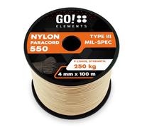 GO!elements Paracord in nylon 4mm - 550 Tipo III originale, linea multifunzionale adatta per uso militare o come altalena | portata max. 250kg