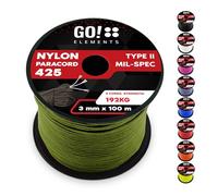 GO!elements Paracord in nylon antistrappo 3mm - Tipo II 425, linea multiuso per esterno e sopravvivenza, capacità max. 192kg