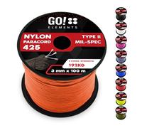 GO!elements Paracord in nylon antistrappo 3mm - Tipo II 425, linea multiuso per esterno e sopravvivenza, capacità max. 192kg