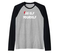 Go Elf Yourself Funny Holiday Retro Christmas Cheer Top Maglia con Maniche Raglan