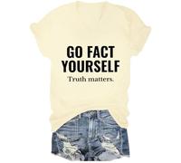 Go Fact Yourself - Maglietta Go Fact Yourself Truth Matters, Colore: giallo crema., 3XL