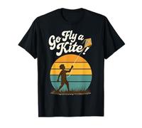 Go Fly a Kite Retro Tramonto Bambino Volare Aquilone Scena Art Maglietta