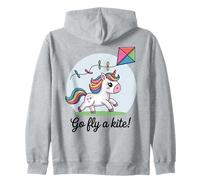 Go fly a kite! Simpatico aquilone volante con unicorno felice Felpa con Cappuccio