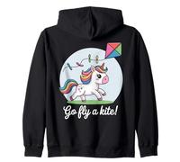 Go fly a kite! Simpatico aquilone volante con unicorno felice Felpa con Cappuccio