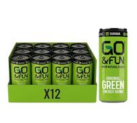 Go&Fun Green Energy Drink Original, 12 Lattine da 250 ml | Con Guaranà, Con Ginseng, Con Tè Verde e Maté, Senza Taurina, Senza Glutine e Conservanti