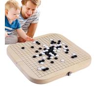 Go Game Set - Compact Puzzle Board, design pieghevole in legno | Travel Mind Challenge, regalo di accompagnamento strategia, griglia bianca nera, Skill Toy Box, gioco classico per l'intrattenimento