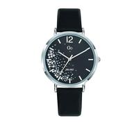 Go Girl 699355 - Orologio da donna in acciaio e pelle, quadrante nero e strass