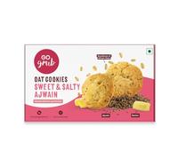 Go Grub Ajwain Oat Cookies Sweet&Salty Taste Healthy Snack Item for Tea or Coffee Crunchy & Delicious Oats Biscuits Source of Protein & Fiber No Preservatives Eggless 200G Oatmeal