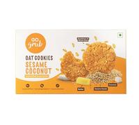 Go Grub Sesame Coconut Oat Cookies Healthy Snack Item for Tea or Coffee Rich in Protein & Fiber No Preservatives Crunchy & Delicious Oats Biscuits for Adults & Kids Eggless 200G Oatmeal