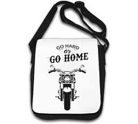 Go Hard Or Go Home, borsa a tracolla da moto, colore bianco