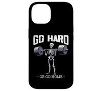 Go Hard Or Go Home, scheletro, sollevamento pesi, palestra, fitness Custodia per iPhone 14