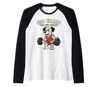 Go Hard or Go Homes Fitness Cane Dalmata Motivazionale Maglia con Maniche Raglan