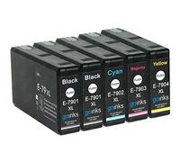 5 Cartucce d'inchiostro (Set+Bk) per Epson Workforce Pro WF-5620DWF, WF-5690DWF