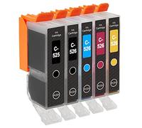 Go Inks 1 Set di 5 cartucce d'inchiostro da sostituire PGI-525 & CLI-526 compatibile/non OEM per stampanti PIXMA (5 inchiostri)