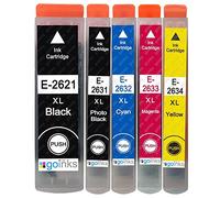 Go Inks 1 Set di 5 cartucce d'inchiostro per sostituire Epson T2636 (serie 26XL) compatibili/non-OEM per stampanti Epson Expression Premium (5 inchiostri), nero, nero fotografico, ciano, magenta