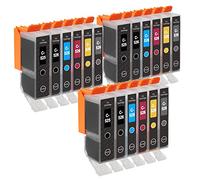 Go Inks 3 Set di 6 cartucce d'inchiostro da sostituire PGI-525 & CLI-526 compatibile/non OEM per stampanti PIXMA (18 Inchiostri)