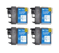 Go Inks 4 cartucce d'inchiostro ciano per sostituire Brother LC980C e LC1100C compatibili/non-OEM per stampanti Brother DCP e MFC