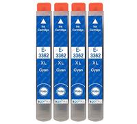 Go Inks 4 cartucce d'inchiostro ciano per sostituire Epson T3362 (serie 33XL) compatibili/non-OEM per stampanti Epson Expression Premium