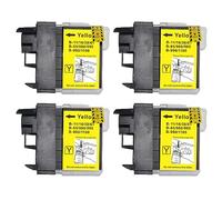 Go Inks® 4 cartucce d'inchiostro giallo per sostituire Brother LC980Y e LC1100Y compatibili/non-OEM per stampanti Brother DCP e MFC, ad alta capacità
