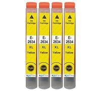 Go Inks 4 cartucce d'inchiostro giallo per sostituire Epson T2634 (26XL) compatibili/non-OEM per stampanti Epson Expression Premium
